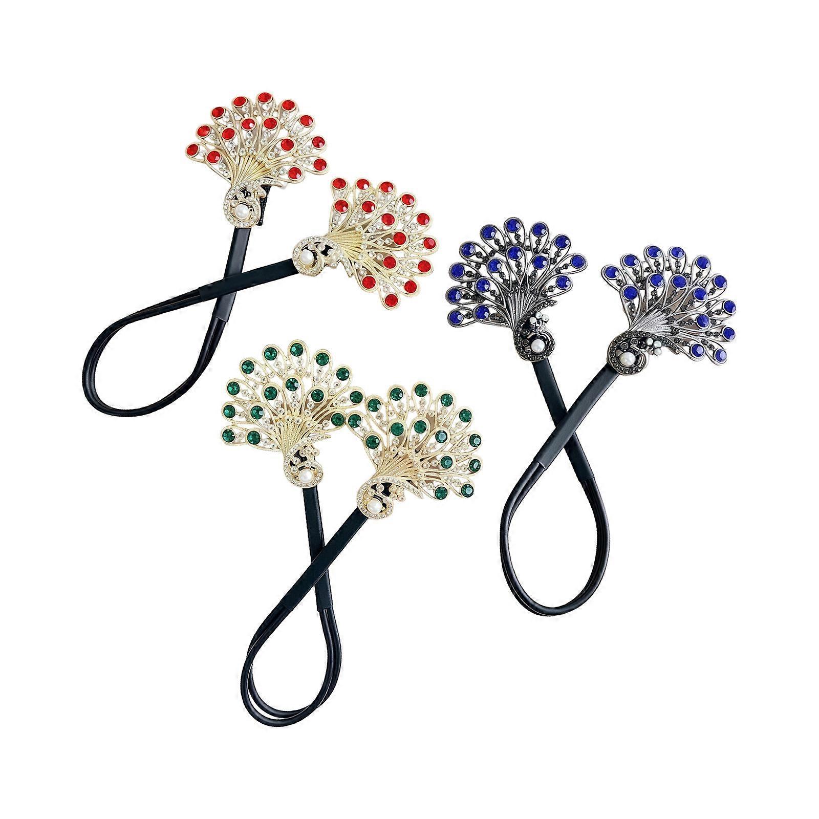 Alloy Hair Clip For Secure Bun Updo Peacocks Design Slip Workout Daily Use Multicolor
