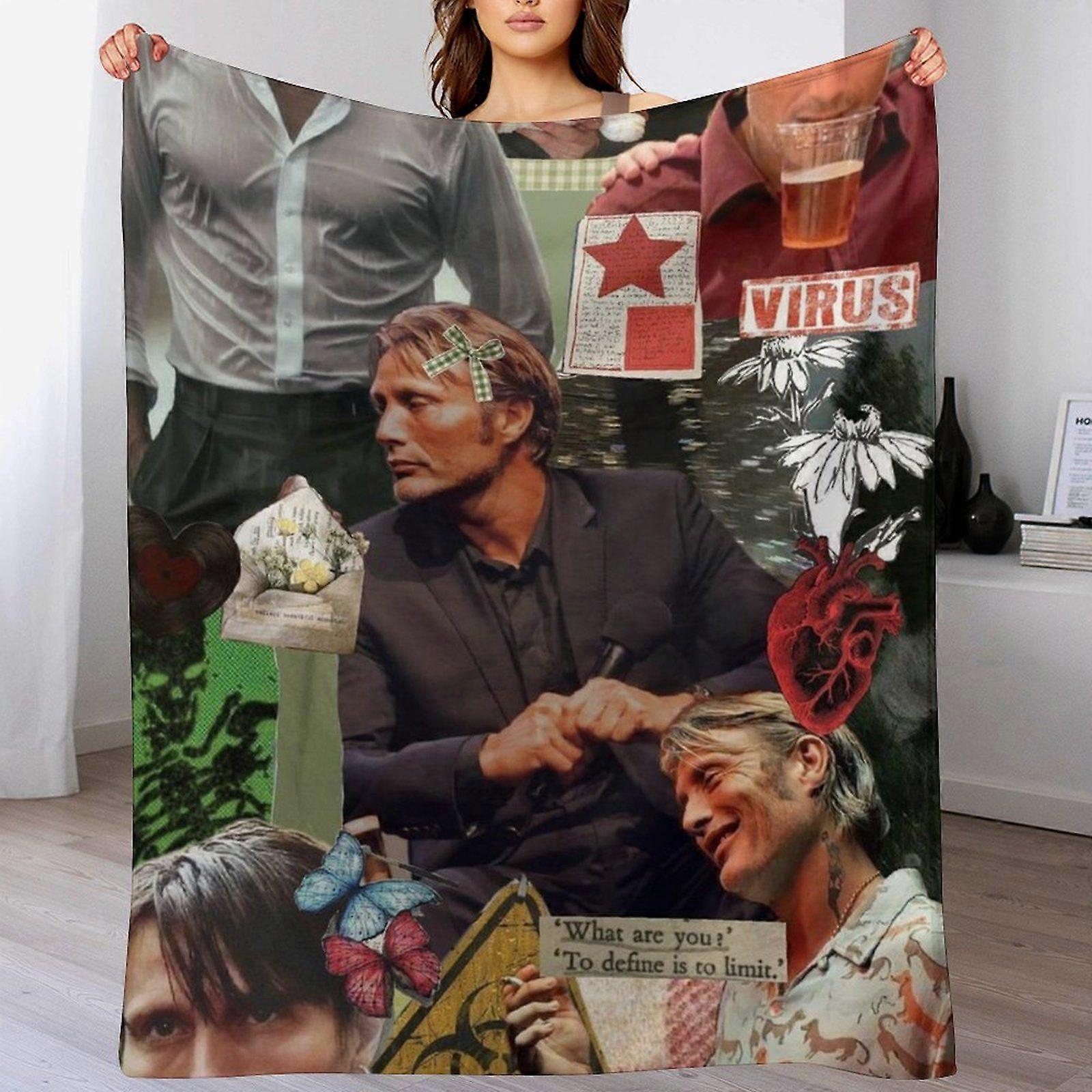 Mads mikkelesn Plyschfilt för säng Utomhussoffa Vikbar Lätt Snabbtorkande Hudsäker Hypoallergenisk