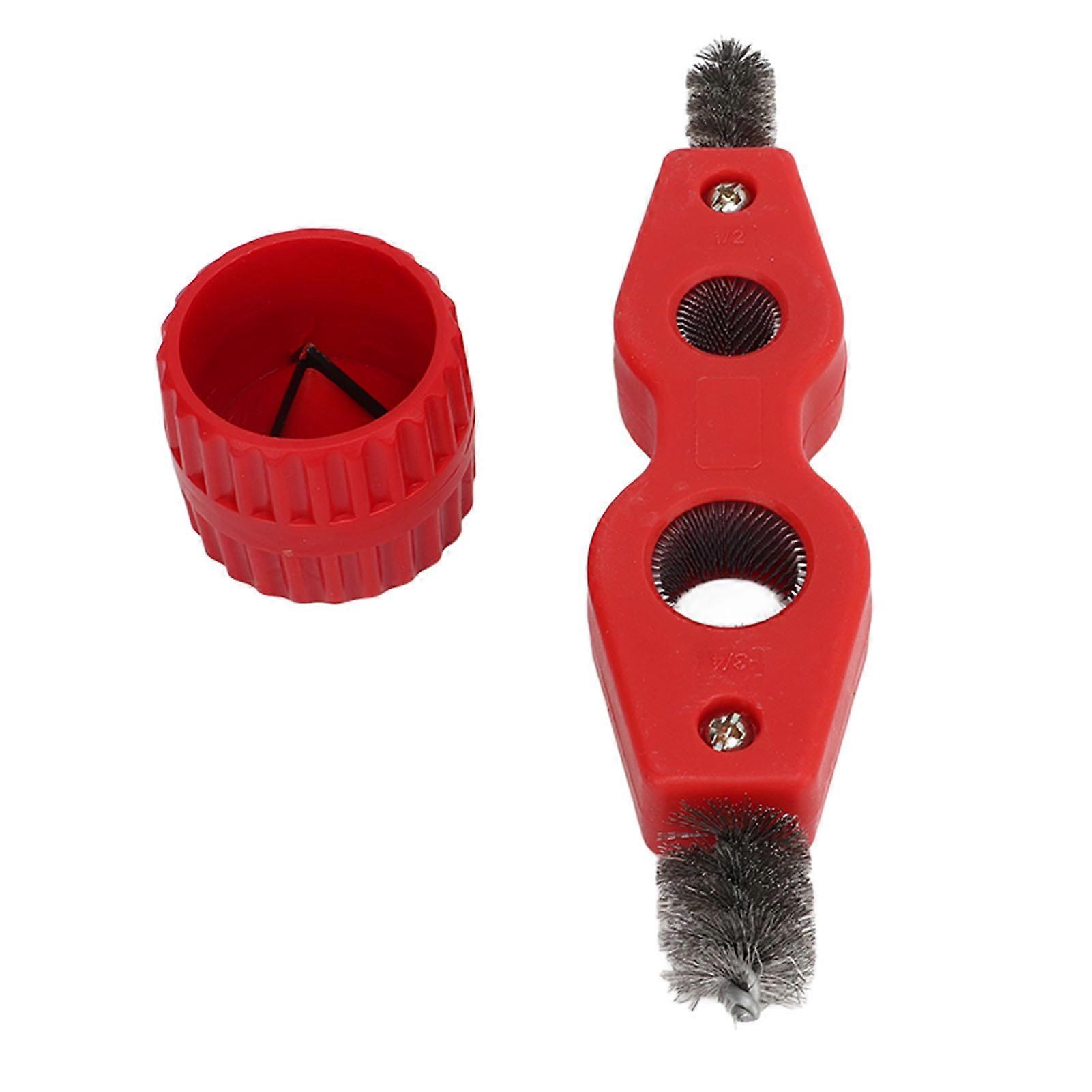 Red Color Copper Pipe Cleaner Reamer with Pipe Cleaning Brush Copper Pipe Polishing Chamferer Kit