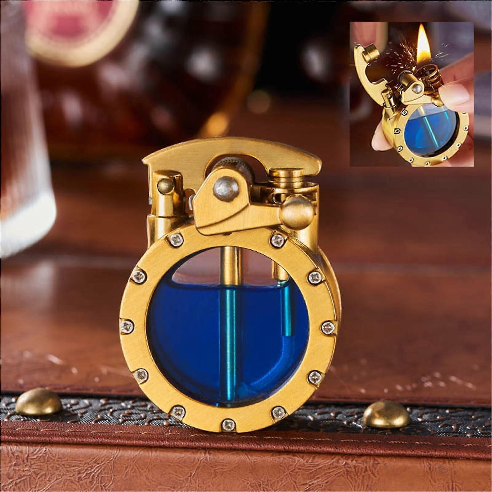 Vintage Trench Lighter Open Flame Kerosene With Visible Gas Tank, Classic Elegant Design