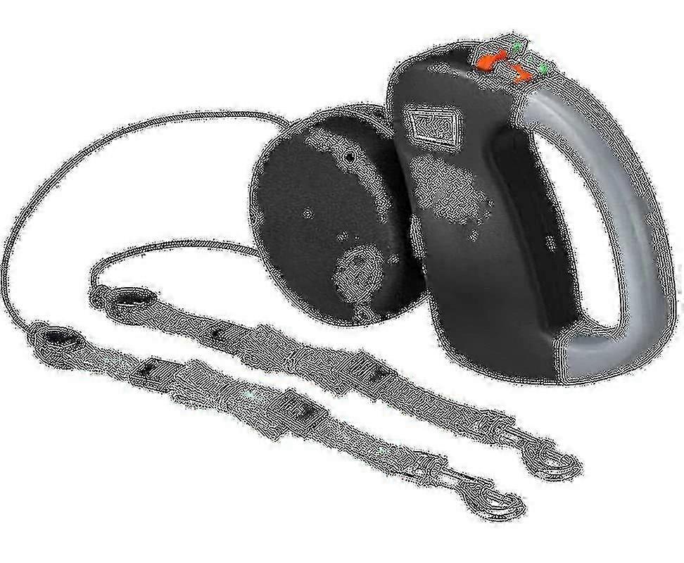 Double Leash Dog Leash, Retractable for Two Dogs, Black