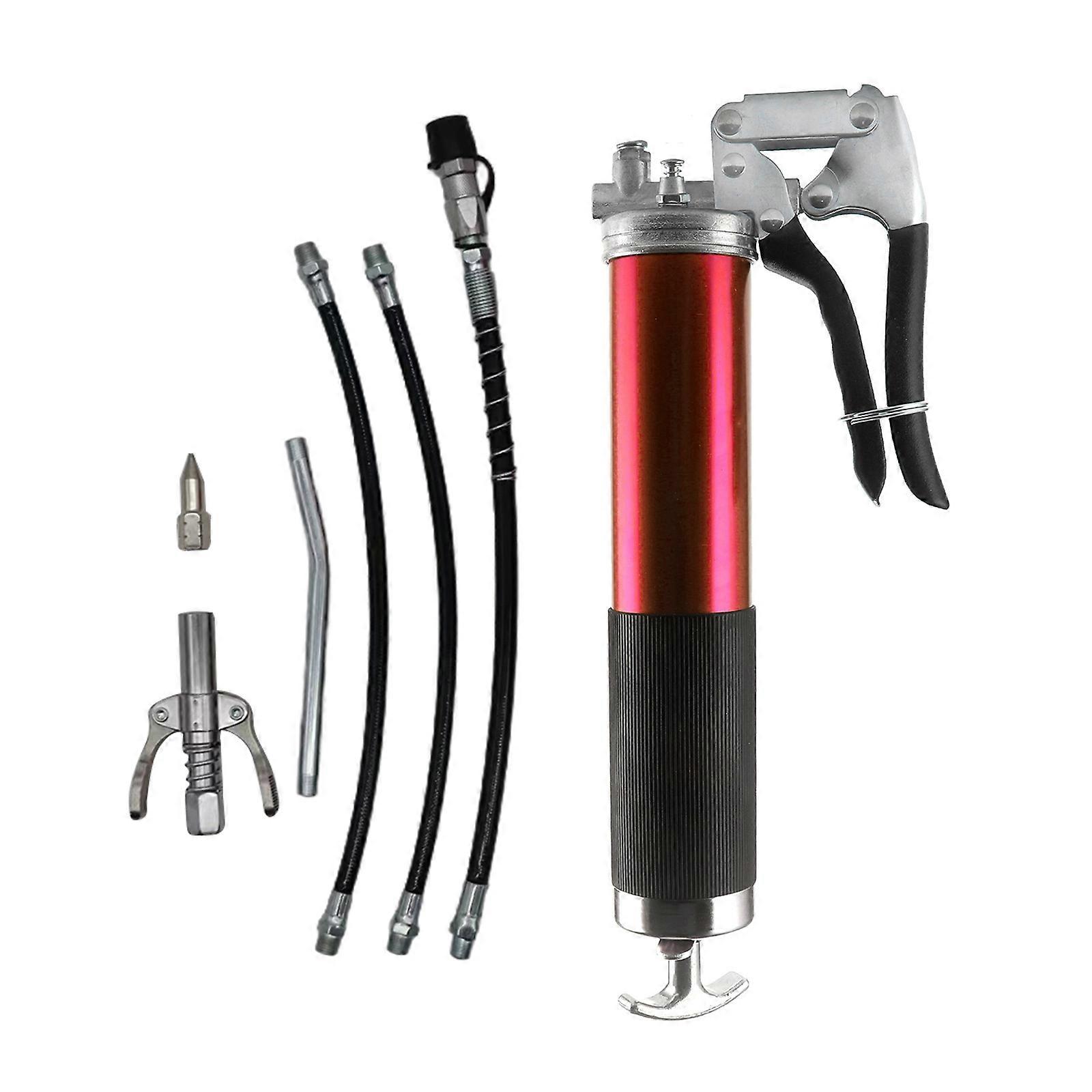 Grease Guns Aluminum Alloy Mini Grease Guns Kit 6000-7000PSI Handheld Grease Filling Tool with Flexible Reinforced Hose  RE D