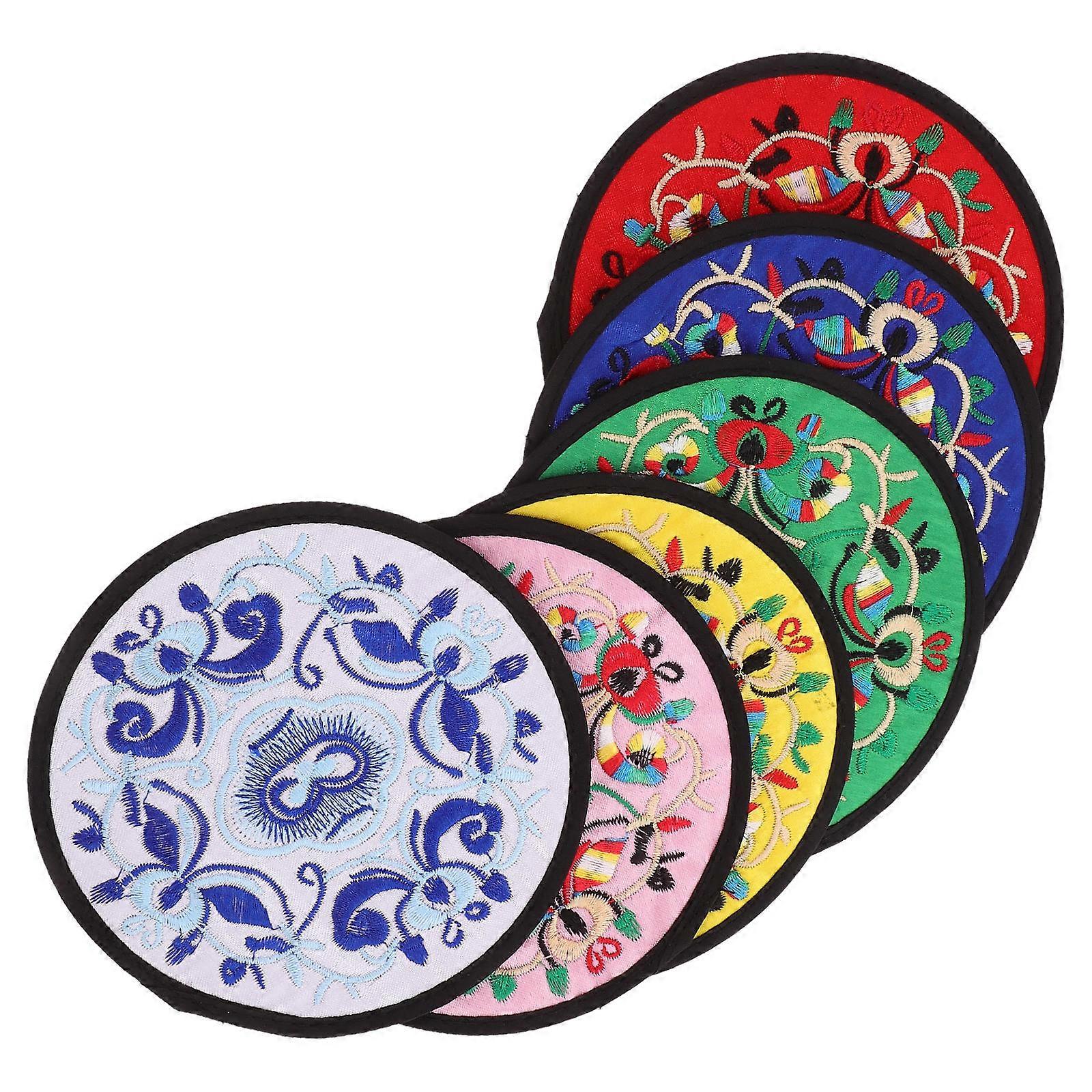 Chinese Tea Coasters Fabric Coasters for Drinks 6Pcs Decorative Set