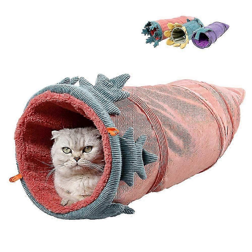 Collapsible Corduroy Vegetable Shape Warm Cat Tunnel for Indoor Playing Interactive