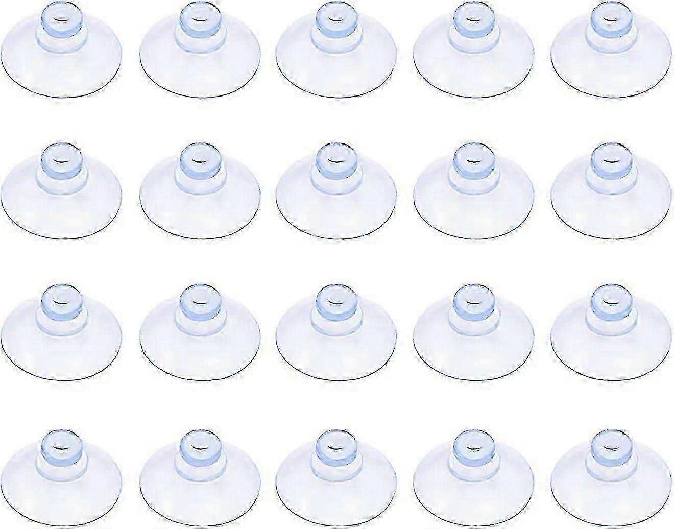 Embalagem com 20 ventosas pequenas de plástico transparente, sem gancho, 20 mm