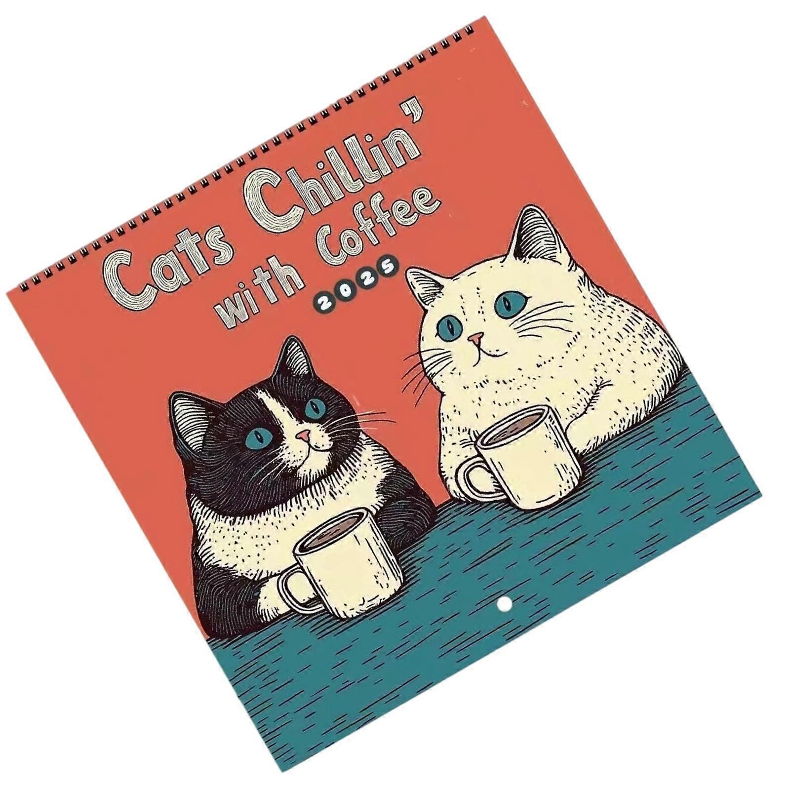 Artistic Cats Illustrations Wall Calendar With Bold Date Displays And Quality Materials For Daily Planning Needs Use Multicolor
