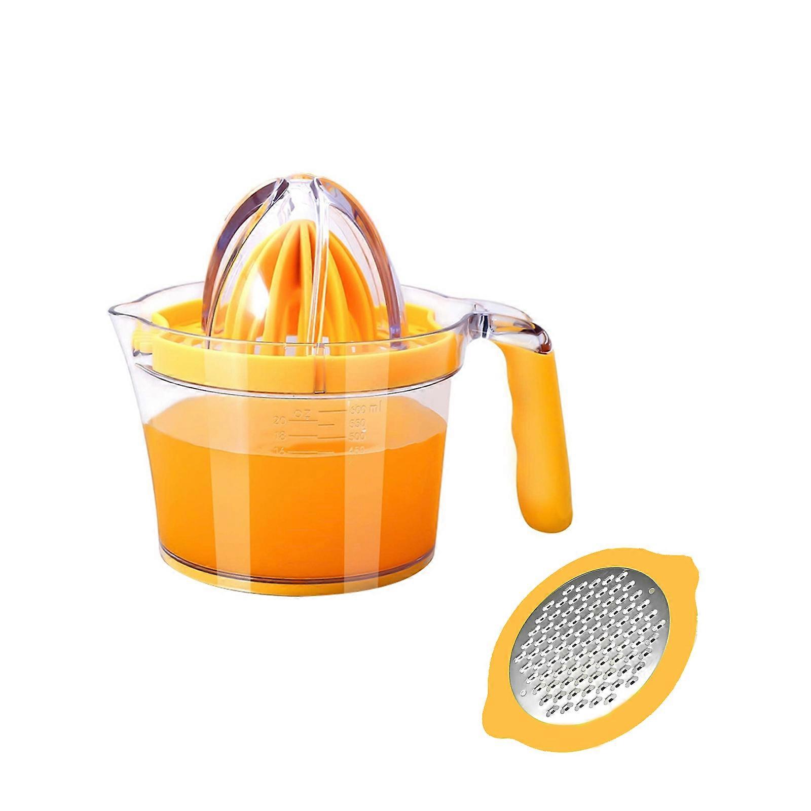 4 In 1 Manual Citruses Juicer Varied Function Kitchens Tool For Zesting Slicing Garlic Press And New Juice Extraction  Yellow