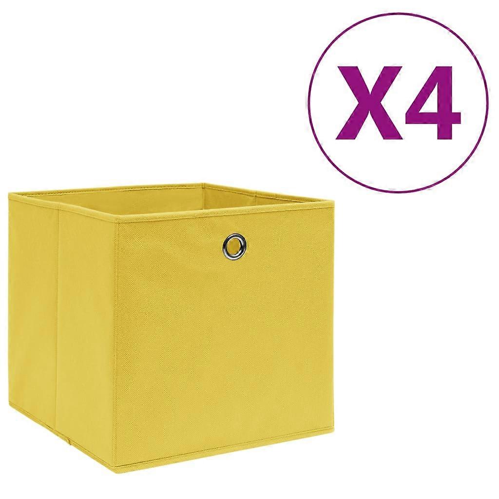 Scatole portaoggetti 4 pz tessuto non tessuto 28x28x28 cm giallo