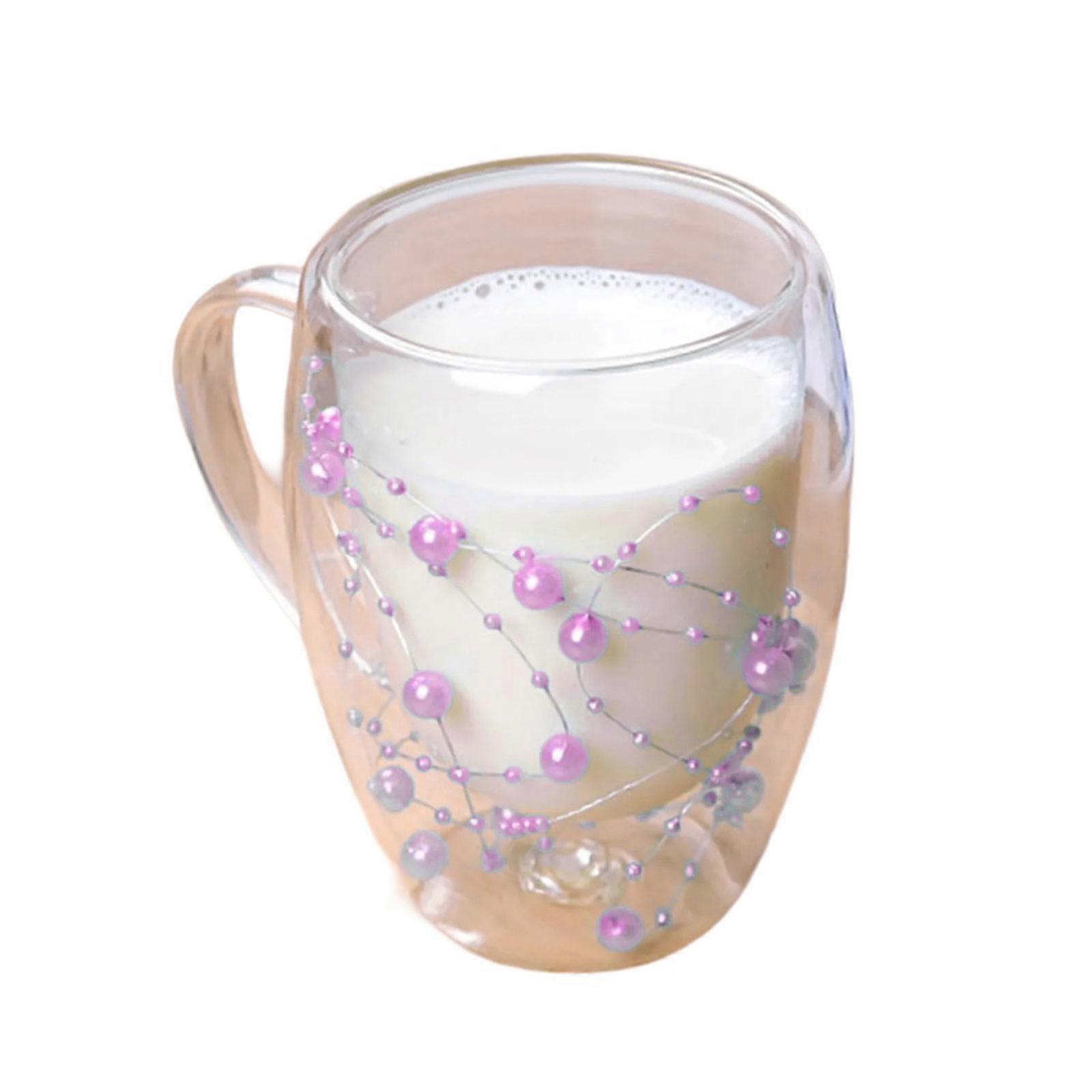 Double Walled Water Glasses 350ML Elegant Infused Cups Unique Drinking Cups Suitable for Coffee and Dessert Use  Purple