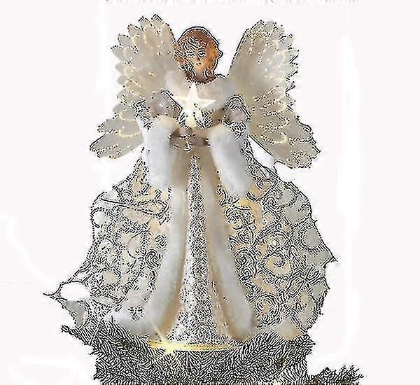 Bianco Albero di Natale Angelo Topper con Luci a Led