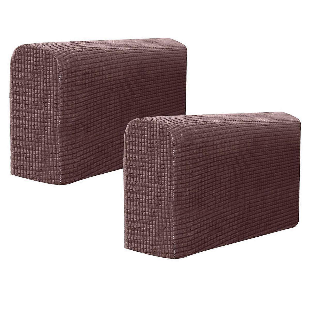 2pcs Universal Elastic Sofa Armrest Cover Simple Sofa Side Towels Protective Cloth for Home Office (Dark Coffee)
