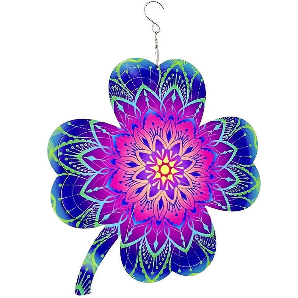 Creative Garden Wind Rotating Pendant Tree Hanging Wing Spinner Bright Clover Wind Spinner Decor