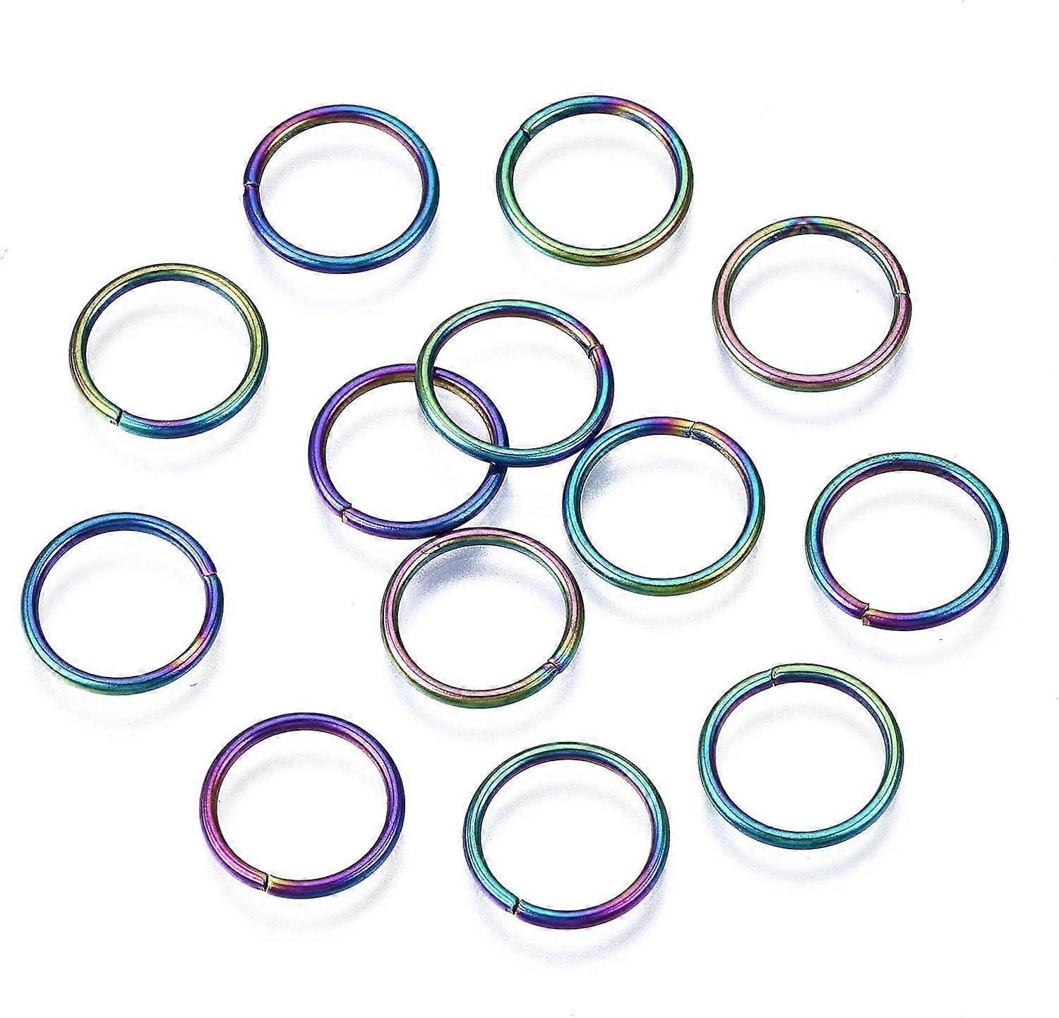 20 pc Ion Plating(IP) 304 Stainless Steel Jump Rings Round Ring Open Jump Rings Rainbow Color 18 Gauge 12x1mm Inner Diameter: 10mm