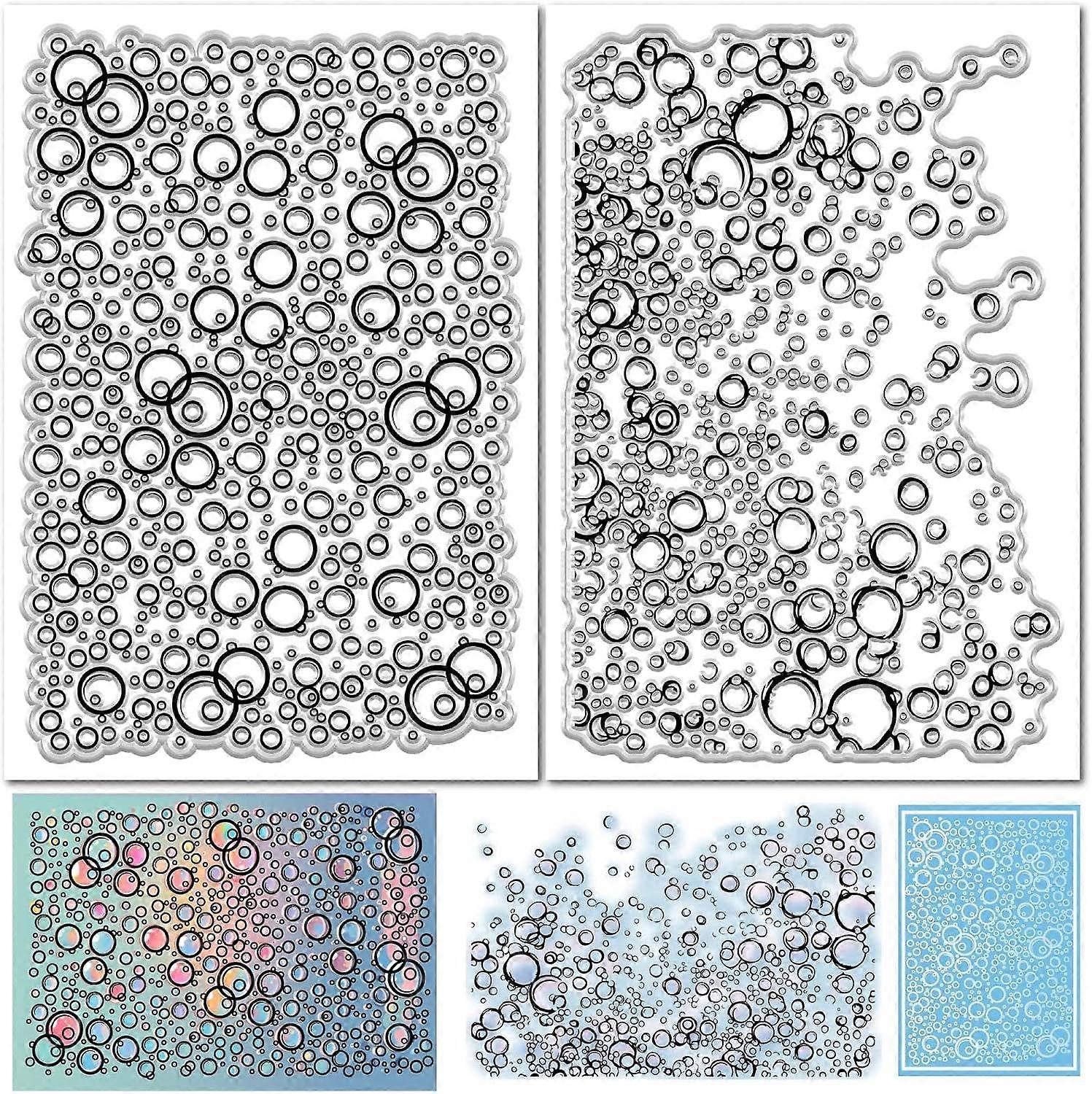 2Pcs Clear Stamp for Card Making Mix Color Drop of Water Rubber Silicone Background Reusable Transparent Seals for Journaling DIY Scrapbooking Embossi