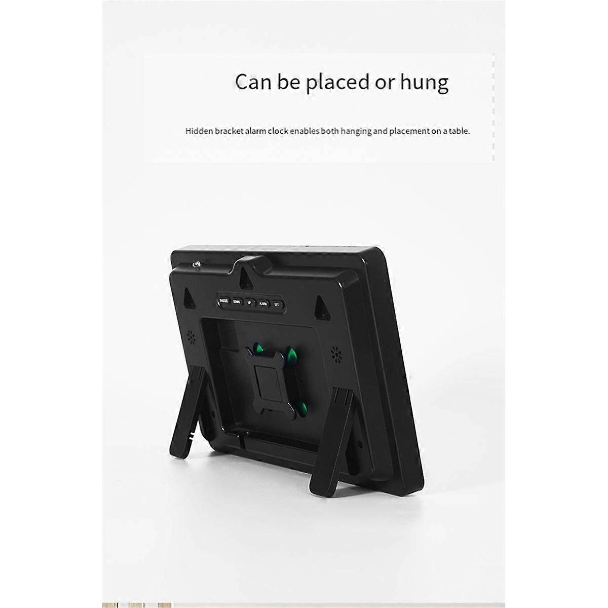 Smart Mute LED Wall Clock with Large Screen Temperature and Humidity Display Weather Clock Multifunc