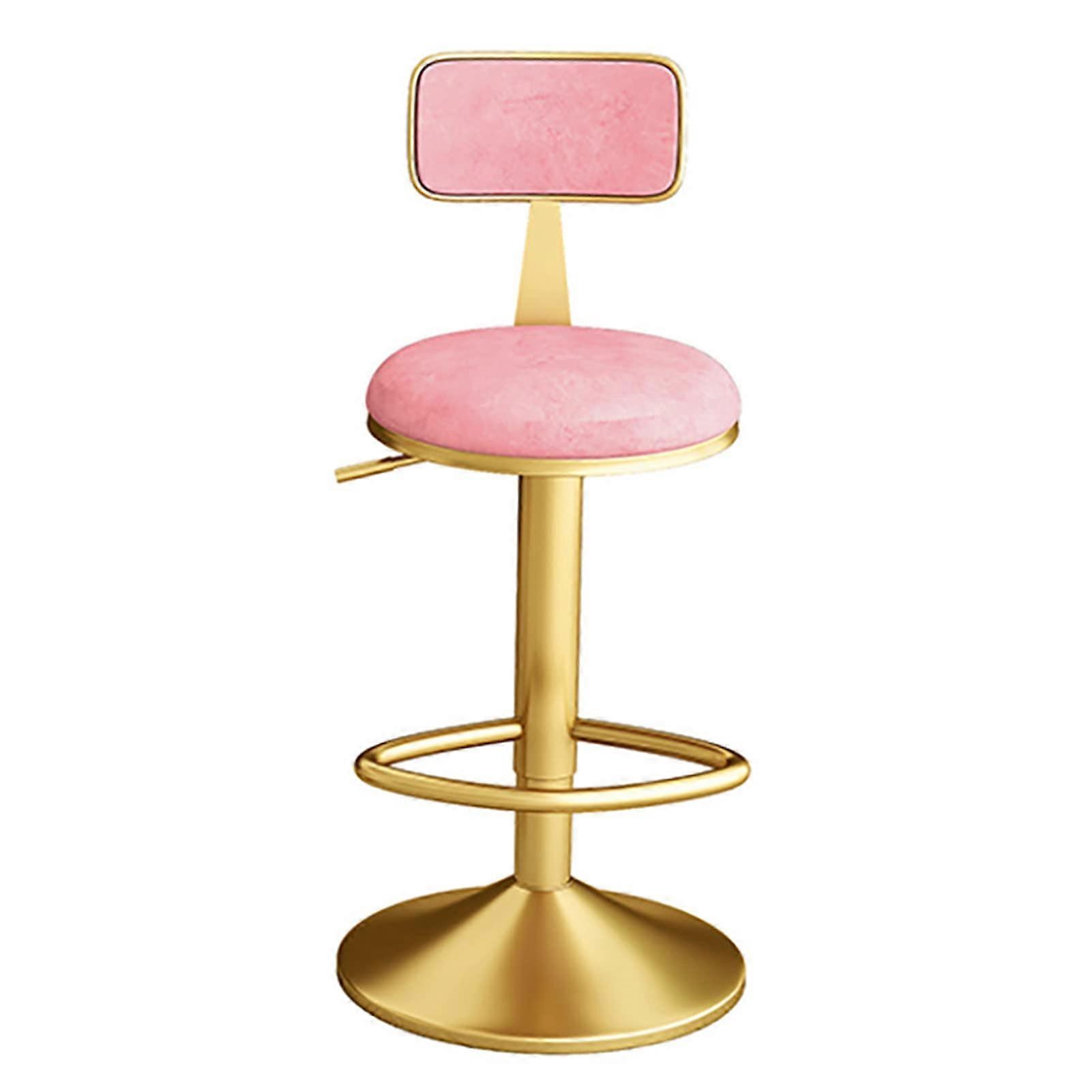 Stools Rotating Lifting Bar Stool Home Dining With Backrest Cushion And Footrest, 40cm Height, Pink, 200kg Load