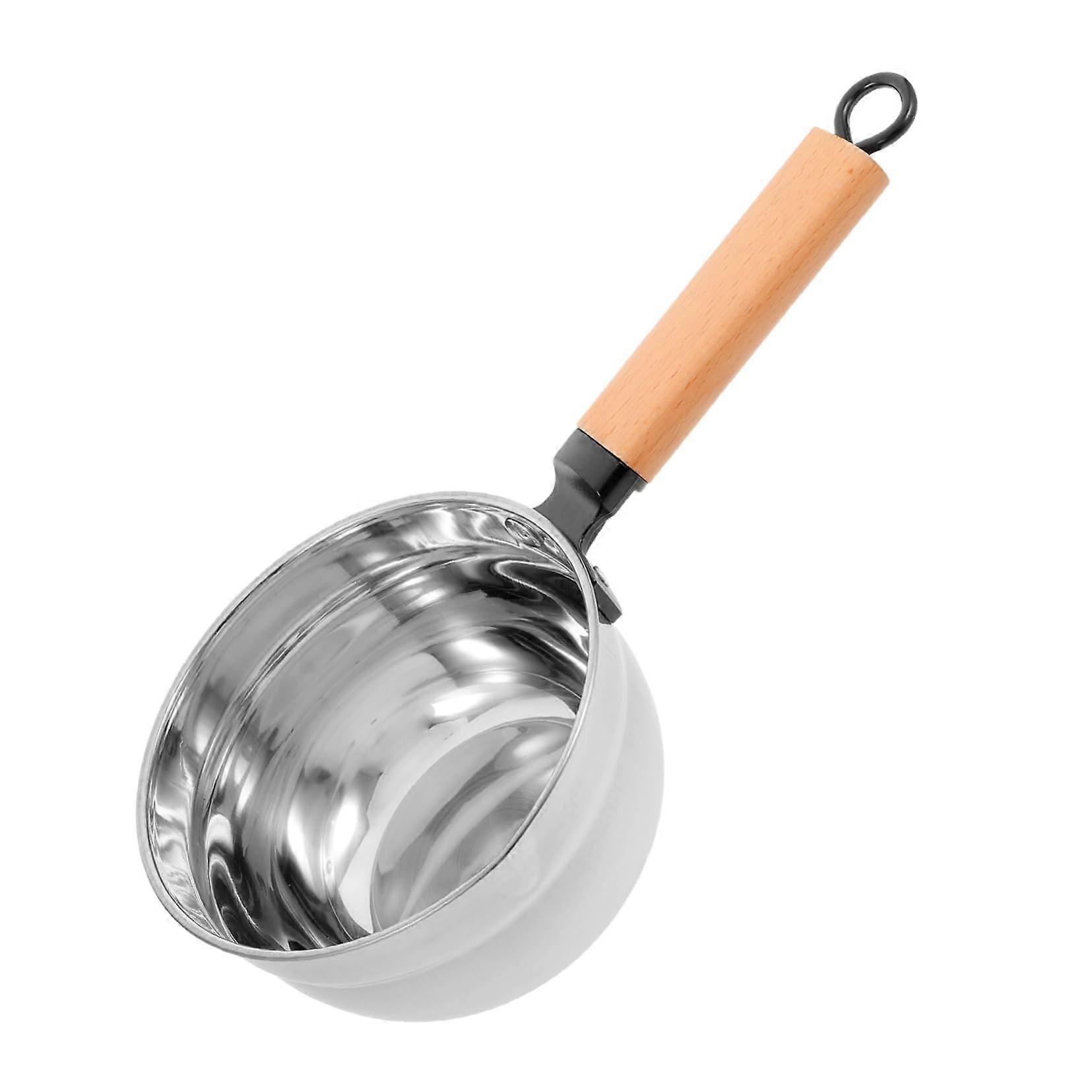 Stainless Steel Ladle with Ergonomic Wooden Handle, RustResistant Long Handle for Soup and Water Serving