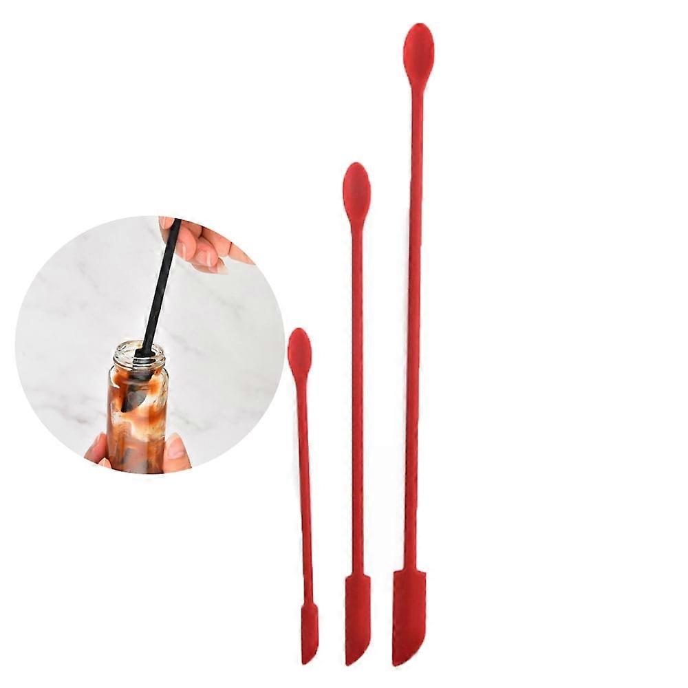 JANDEL Last Drop Silicone Long-Handled Jar Scraper Spatula, 3Pcs Angled Turner Head Kitchen Tool for Scooping & Scraping