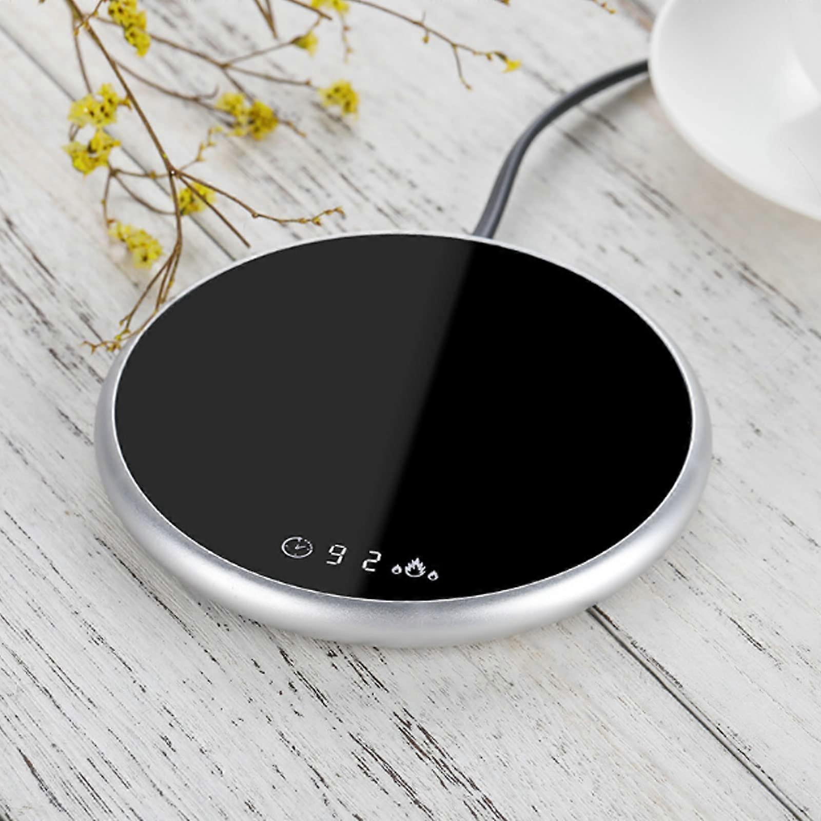 Coffee Mug Warmer with Adjustable Temperature and Timer, Electric Cup Warmer for Home Office Silver