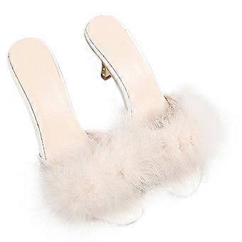 1 Pair of Exquisite Summer Slippers Female Slippers (White Beige, Size 39)