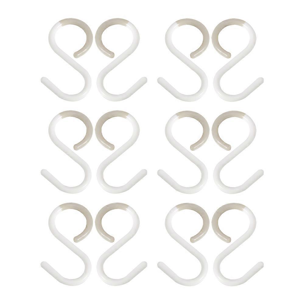 12pcs S Shaped Hooks Plastic Hanging Key Hooks for Bathroom Towel Holder and Kitchen Use L Size