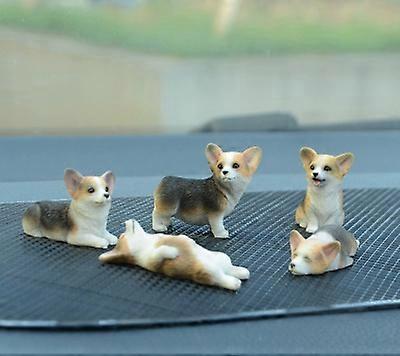 1/6 Scale Simulation Resin Five Mini Corgi Doll Accessory Pets Puppy Model for Action Figures Car Ornament Decoration