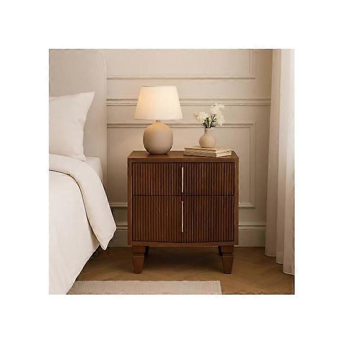 Solid Wood Harper Nightstand, 2 Drawers, Dark Brown
