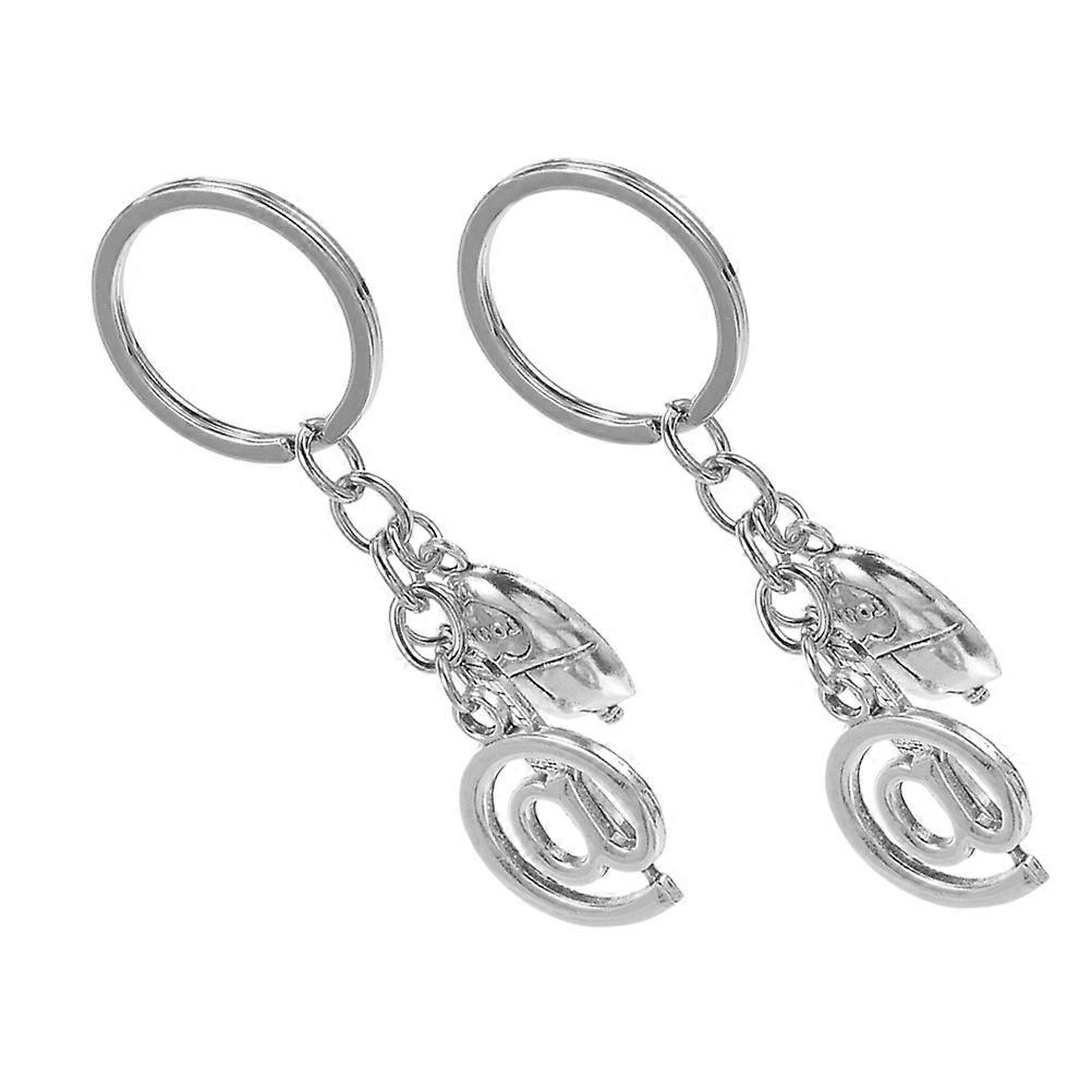 Creative Computer Keyboard Keychain for Hanging Keys 2Pcs Alloy Silver Pendant