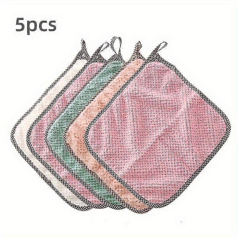 5 Pcs Absorbent & Soft Cleaning Cloths with Hanging Loop | Easy to Store, Easy to Wash | Universal for Kitchen
