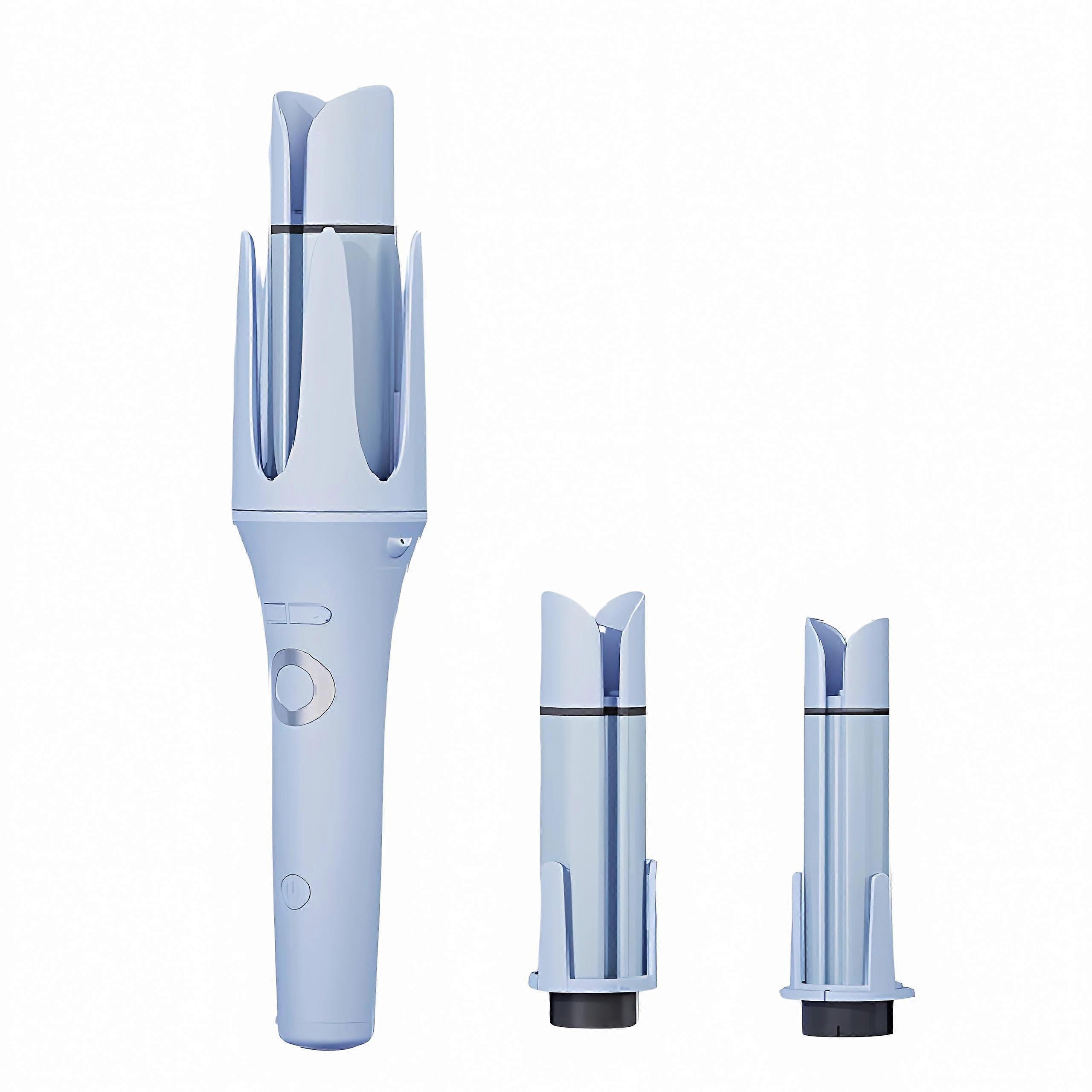 Automatic Curling Iron with Interchangeable Barrels, 3 Heat Levels and AntiTangle Rotation (Blue)