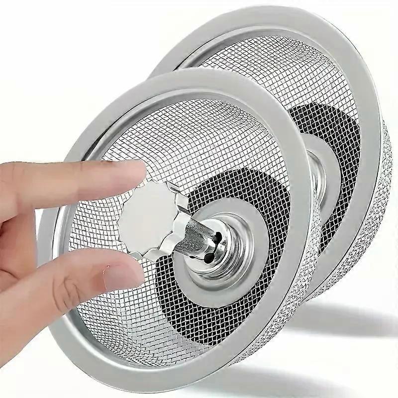2Set køkkenvask si med håndtag og prop udskiftning afløbskurv rustfrit stål mesh filter affaldshul