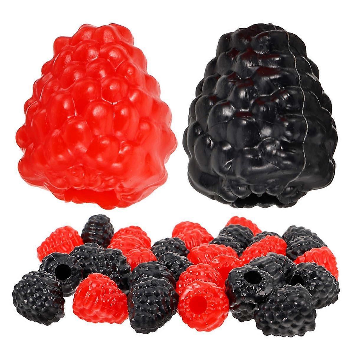 Artificial Fruit Cherry and Raspberry Set 30Pcs, Realistic Fake Fruit Decorations for Home and Event