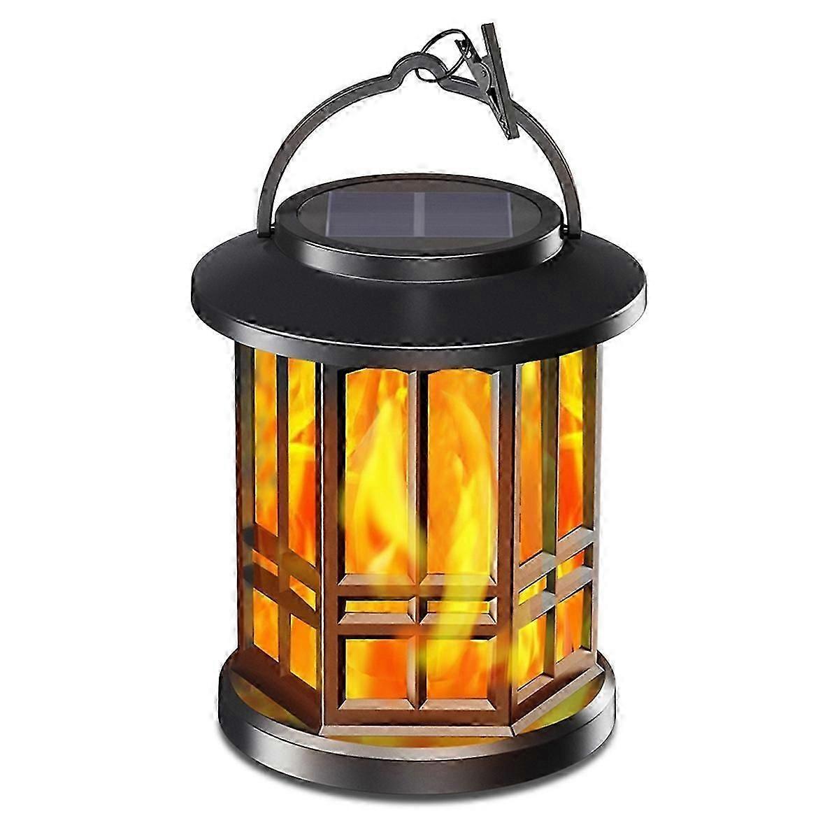 Solar Flameless Lantern Light Hanging Dancing Flame Lantern Light Auto on/Off Decorative Fire Lanterns