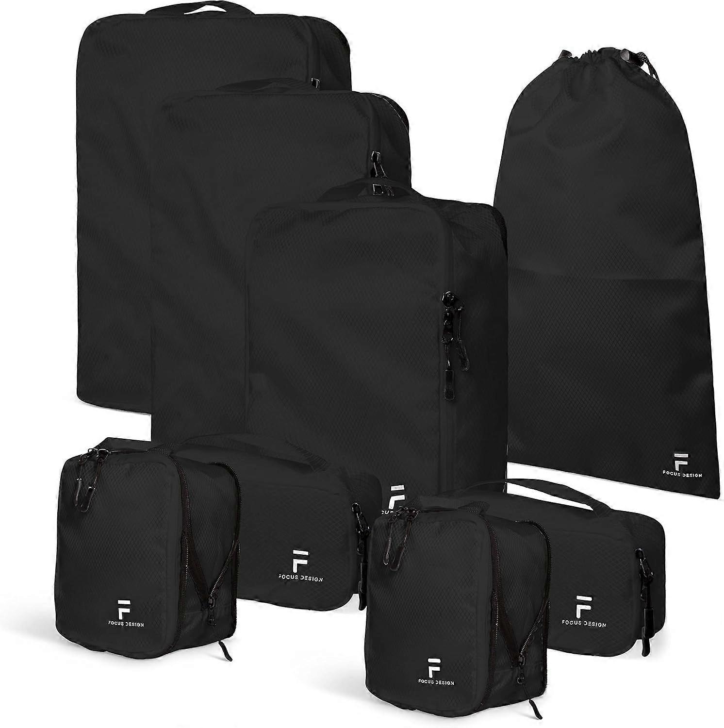 8 Piece Compression Packing Cubes Set - Double Capacity Design for Travel -