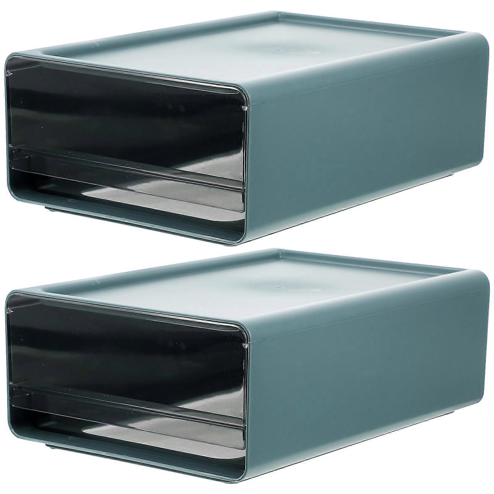 Files Storage Box Visible Type for Storage 2Pcs Blue Desktop Drawer