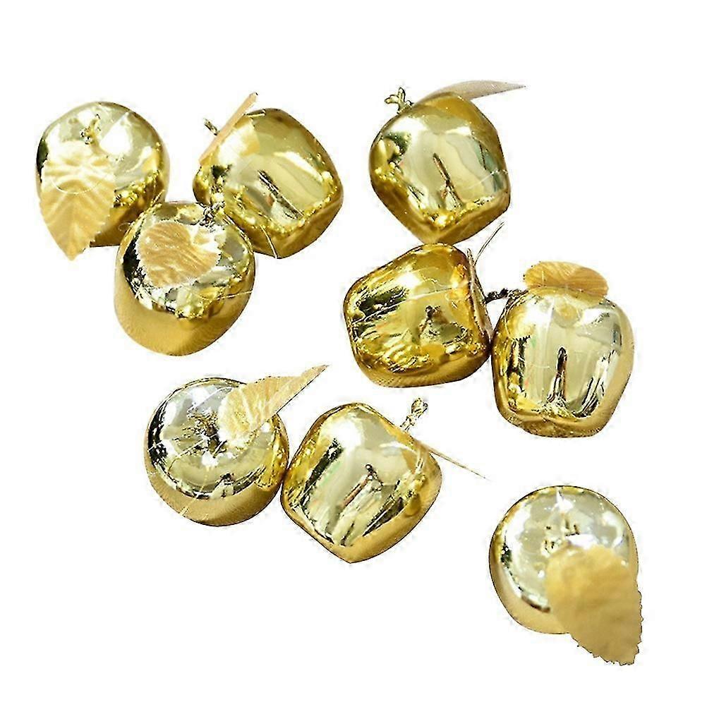 Gullfargede julepynt med epler til juletreet, 18 stk.