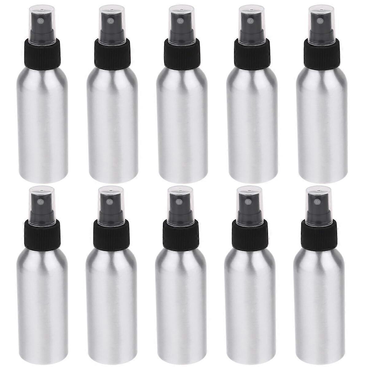 10Pcs Refillable Aluminum Perfume Spray Bottles Black Nozzle Travel Atomizer Leakproof Durable