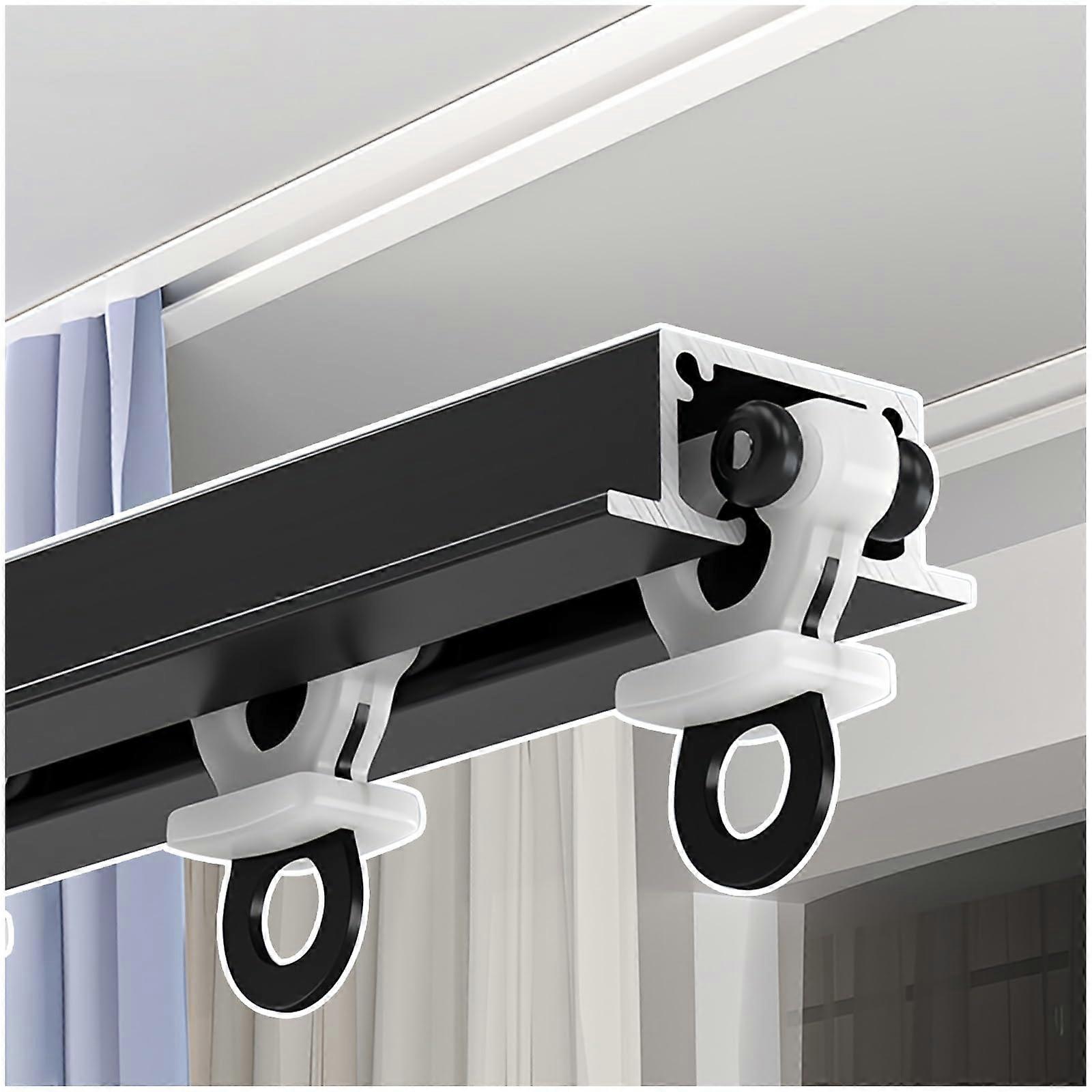 Black Aluminum Ceiling Curtain Track, Hidden Ceiling Mount with Smooth Glide Rollers, 4.26FT Adjustable