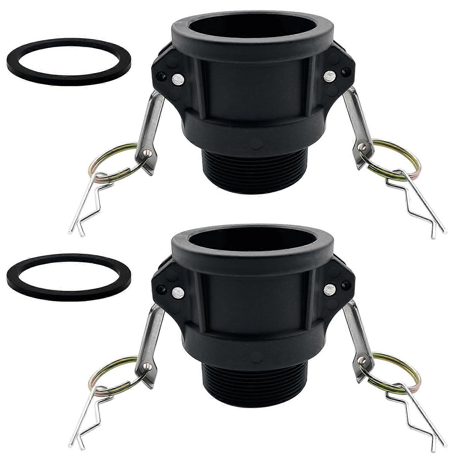 Polypropylene 3 Inch Type B Camlock Fittings with Male NPT Threads, Quick Connect, 2 Pack