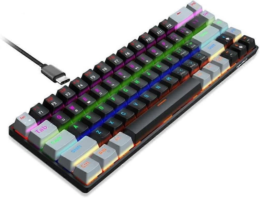 DualColor Backlit 68 Key Mechanical Gaming Keyboard USB Wired Compact HotSwappable Switches