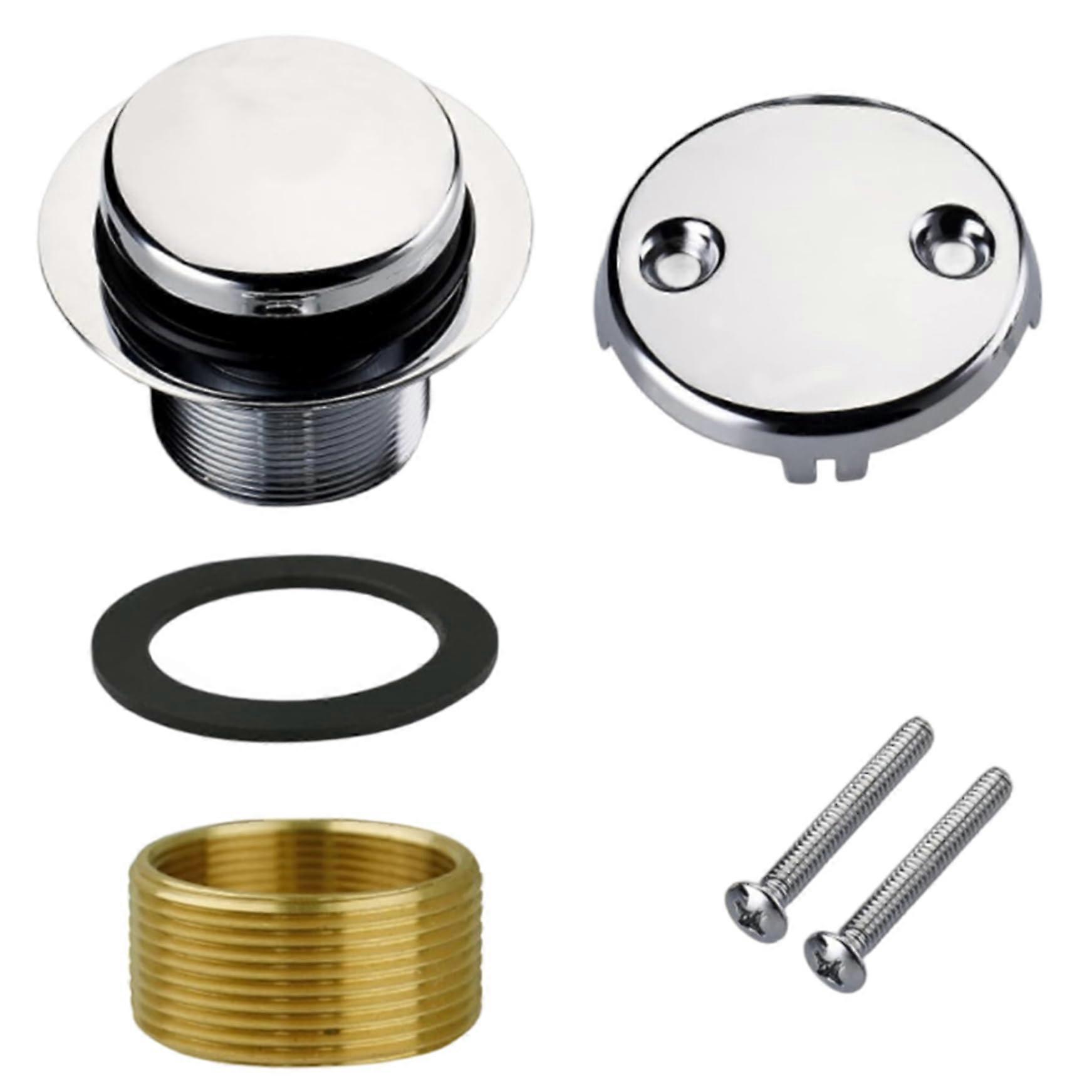 Bathtub Drain Kit with Chrome Copper Tip Toe Stopper and TwoHole Overflow Faceplate
