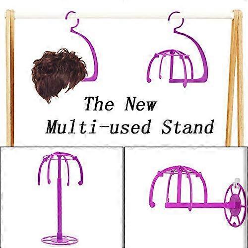 Foldable Wig Stand Lightweight Travel Friendly Holder for Storage Drying Wall Mount Rose Red