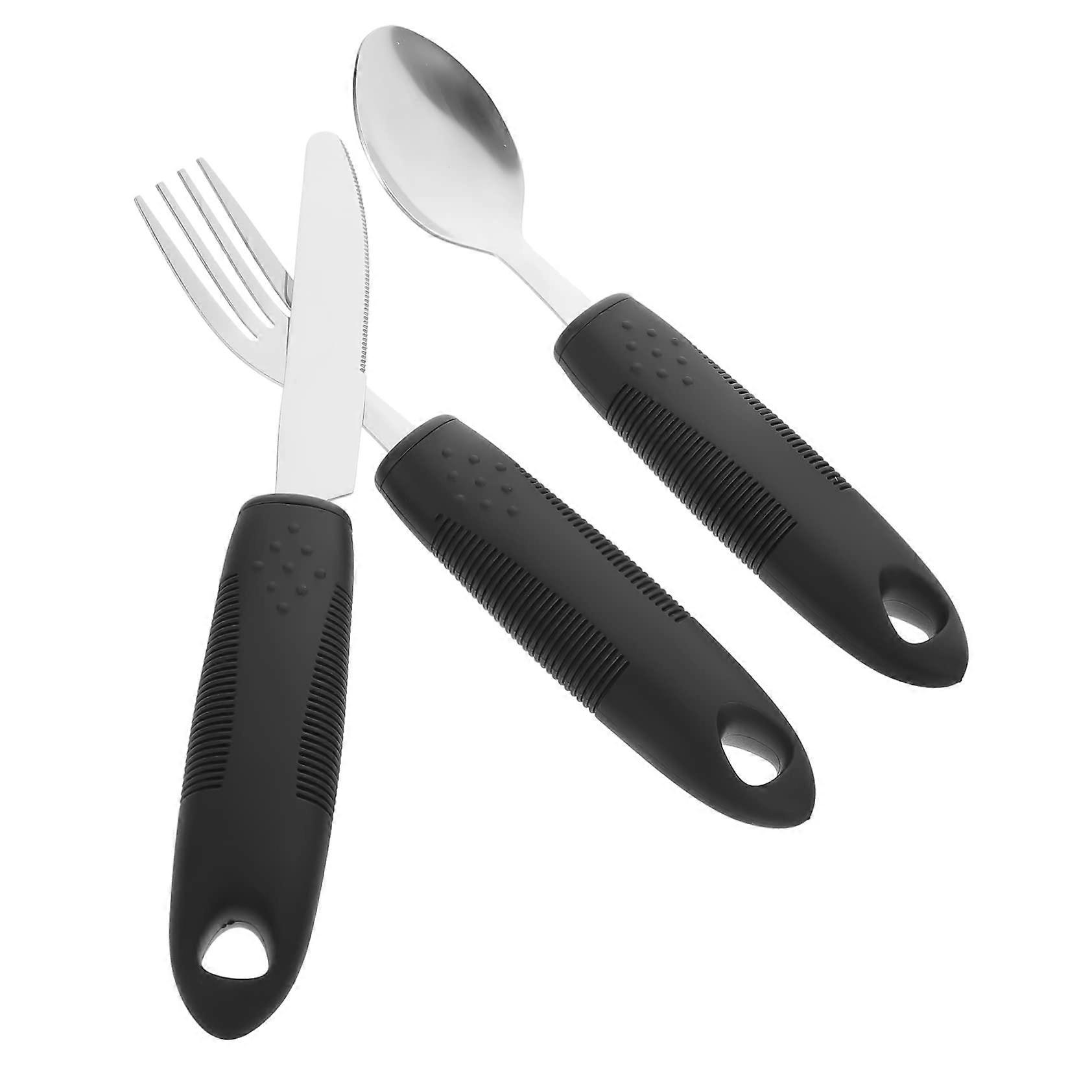 Adaptive Utensils Ergonomic NonSlip Fork and Spoon Set for Elderly BuiltUp Easy Clean Design