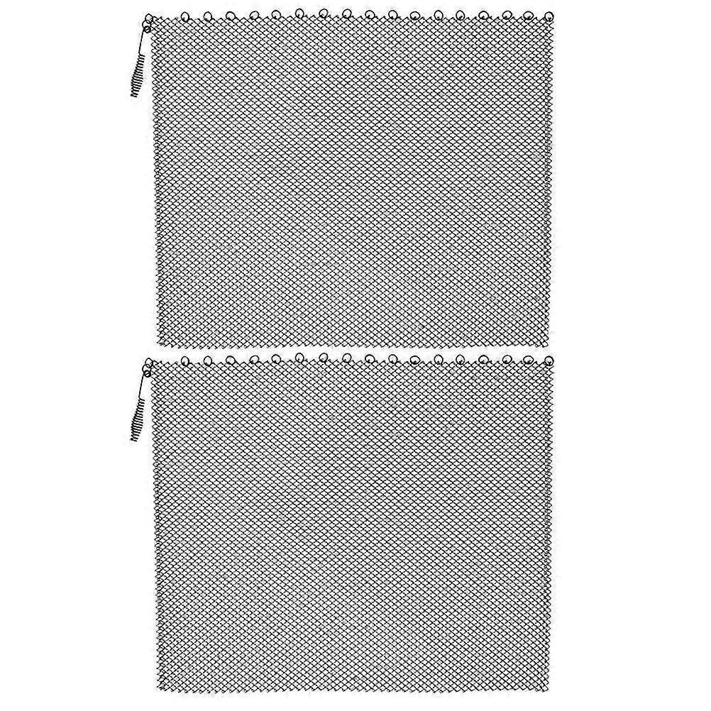 2pcs Fireplace Mesh Screen Curtains Fireplace Screen Panels with Handles
