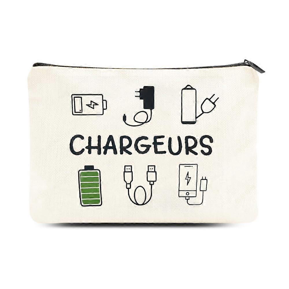 Cable Organizer Bag with Zipper for Travel, Durable Canvas Electronics Accessories Case