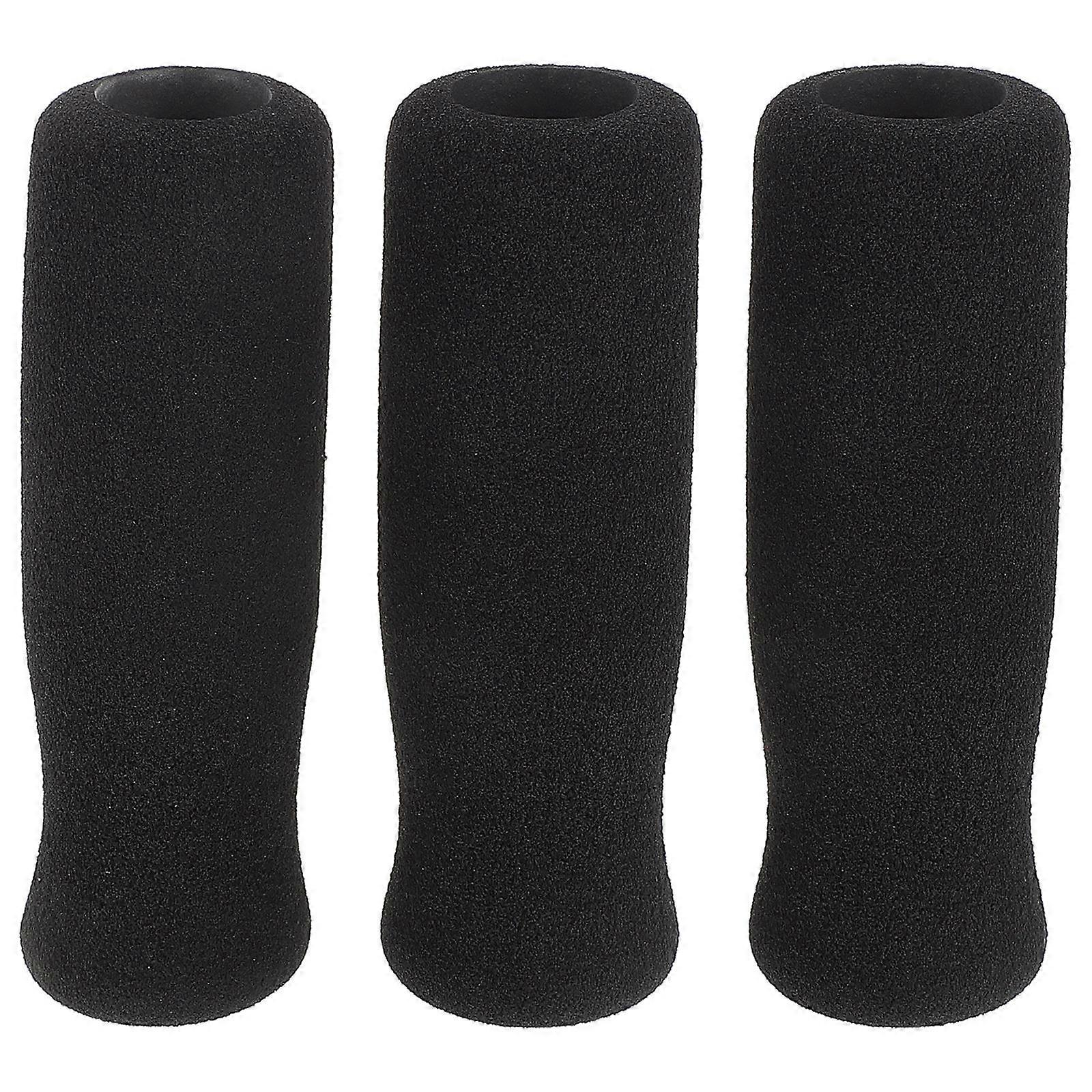 Sliding Ski Pole Sponge Covers for Comfortable Grip Replacement 3Pcs Black