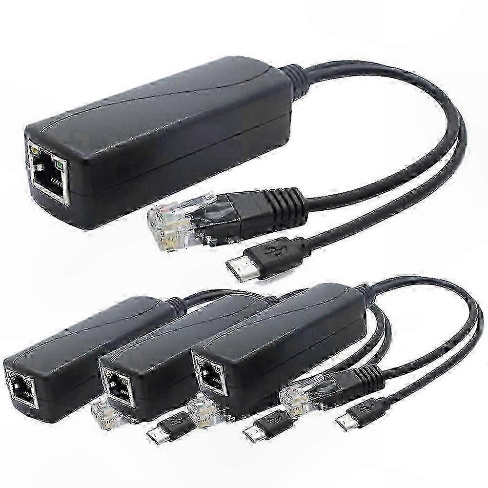 4-Pack PoE Splitter 5V 2.4A Micro-USB Adapter for IP Cameras Tablets Raspberry Pi Devices