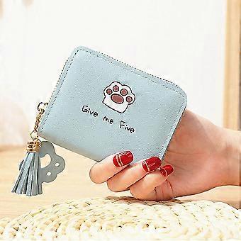 Women's Wallet Sky Blue Mini Zipper Purse with Card Holder and Secure Closure
