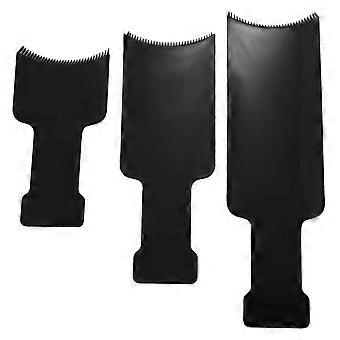 3Pcs Cheveux Longs Mise En Évidence Sectioning Board Barber Flat Top Paddle Board Peigne Pour Coloration Cheveux Teinture DIY Hairdressing Tint Tool (Noir)