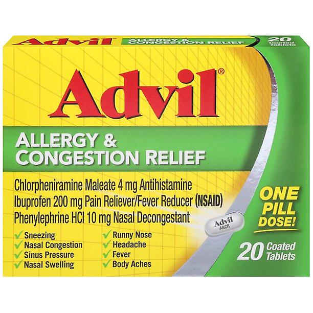 Advil Allergy And Congestion Relief, Pain Reliever, Fever Reducer And Allergy Relief With Ibuprofen, 4 Mg - 20 Coated Tablets